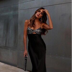 Zara sweetheart neckline Dress satin effect squin